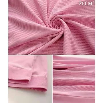 ZFLM Casual Workout Two Piece Outfits for Women Fitted Crew Neck T-shirt High Waist pants Matching Sets Streetwear