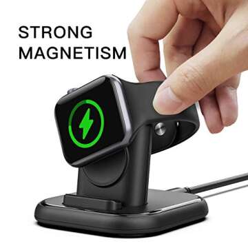 Conido Charging Stand for Apple Watch, Watch Charger Stand with Charging Cable, Magnetic Wireless Charging Station Compatible with Apple Watch SE Series 7/6/5/4/3/2/1/44mm/42mm/40mm/38mm- Black