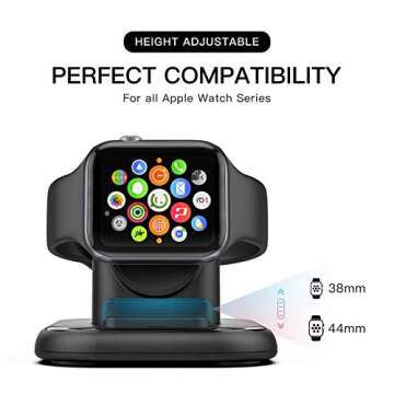 Conido Charging Stand for Apple Watch, Watch Charger Stand with Charging Cable, Magnetic Wireless Charging Station Compatible with Apple Watch SE Series 7/6/5/4/3/2/1/44mm/42mm/40mm/38mm- Black
