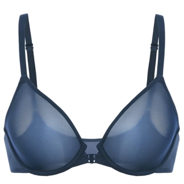 INLYRIC Women's Mesh Front Closure Bra - Comfortable Unlined Demi Plunge Design