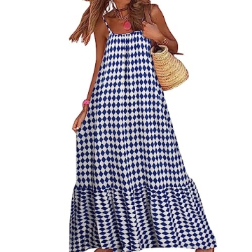 Women's Summer Casual Maxi Dress Bohemian Floral V Neck Puff Short Sleeve Beach Tiered Sundress Long Swing Dress