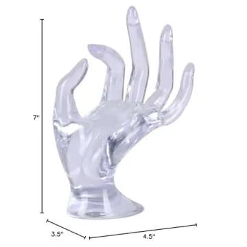 ChezMax Jewery Display Hand Ring Holder - Jewelry Organizer Stand, Necklace Stand, Preppy Jewelry Holder, Aesthetic Room Decor, Transparent Cute Y2k Room Decor for Women