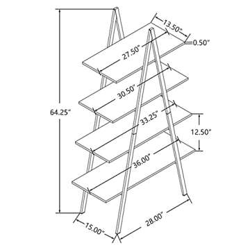 Glitzhome 4-Tier Industrial Bookshelf Modern A Frame Ladder Shelf Bookshelf Freestanding Plant Stand...