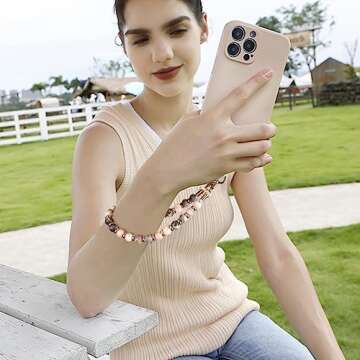 VICHUNHO Marble Beaded Phone Wrist Strap: Stylish Hands-Free Lanyard for All Smartphones