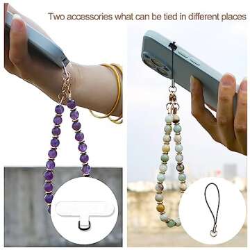 VICHUNHO Marble Beaded Phone Wrist Strap - Hands-Free Lanyard