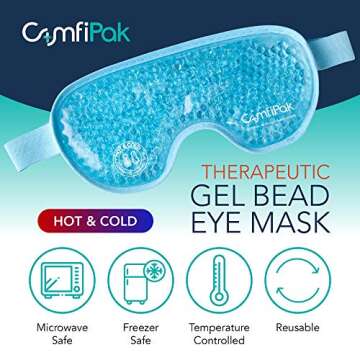 Gel Eye Mask for Sleeping 2 Pack -Reusable Hot and Cold Compress - Gel Bead Therapy for Migraine, Sleep, Puffy Eyes, Headache Relief – Ice Pack or Heat Pack – by ComfiPak