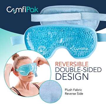 Gel Eye Mask for Sleeping 2 Pack -Reusable Hot and Cold Compress - Gel Bead Therapy for Migraine, Sleep, Puffy Eyes, Headache Relief – Ice Pack or Heat Pack – by ComfiPak