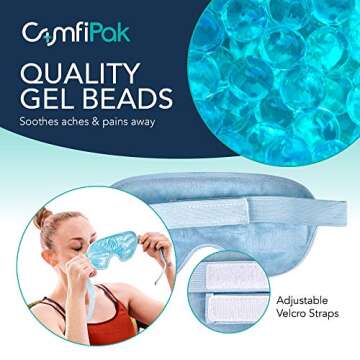 Gel Eye Mask for Sleeping 2 Pack -Reusable Hot and Cold Compress - Gel Bead Therapy for Migraine, Sleep, Puffy Eyes, Headache Relief – Ice Pack or Heat Pack – by ComfiPak
