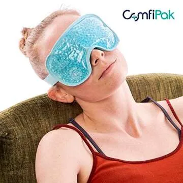 Gel Eye Mask for Sleeping 2 Pack -Reusable Hot and Cold Compress - Gel Bead Therapy for Migraine, Sleep, Puffy Eyes, Headache Relief – Ice Pack or Heat Pack – by ComfiPak