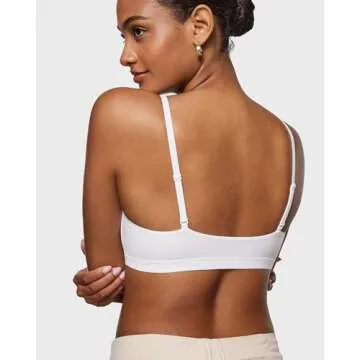 INLYRIC Women's Inbarely Bralettes Cami Bras No Underwire Wireless Seamless Unlined Comfort Sports Bra White Small