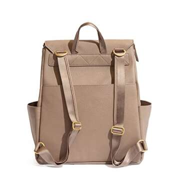 Freshly Picked Classic Diaper Bag Backpack, Wipeable Vegan Leather Diaper Bag With Changing Pad, Convertible (Fig)