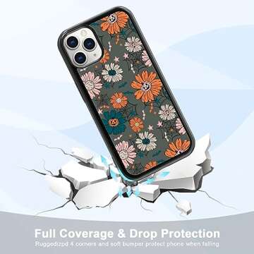 MMYAJT Vintage Pumpkins Head Flower Hear Phone Case Fit for iPhone IPhone 11 Pro Max, TPU Shockproof Protective iphone Case Spooky Halloween Spider Web Phone Cover Gift for Boy Girl Men Women