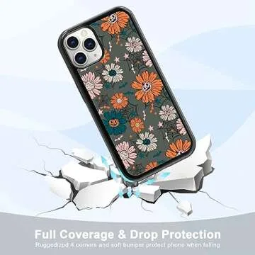 MMYAJT Vintage Pumpkins Head Flower Hear Phone Case Fit for iPhone IPhone 11 Pro Max, TPU Shockproof Protective iphone Case Spooky Halloween Spider Web Phone Cover Gift for Boy Girl Men Women