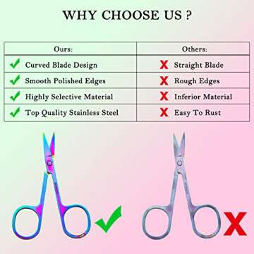 3 Curved Nail Scissors for Nail, Hair & Manicure