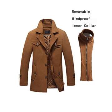 Lavnis Men's Winter Wool Coats Slim Fit Single Breasted Trench Jacket Woolen Pea Coat Black XL