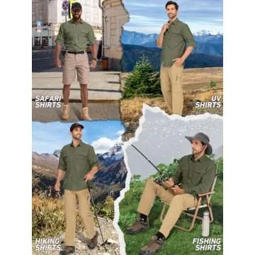 linlon Men’s Safari Shirt with UV Protection and Quick-Dry