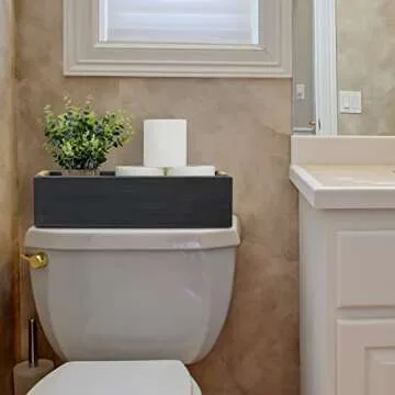 Bathroom Decor Box Toilet Paper Holder Wood Tank Boxes Paper Storage Basket with Artificial Flower B...