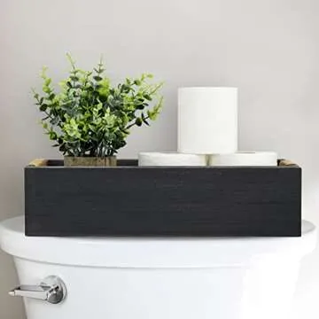 Bathroom Decor Box Toilet Paper Holder Wood Tank Boxes Paper Storage Basket with Artificial Flower Bathroom Kitchen Table Counter Funny Farmhouse Rustic Home Decor