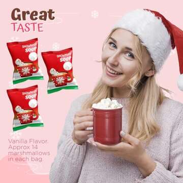 4E's Novelty 50 Packs "Snowman Soup" Mini Marshmallow Packets, Vanilla Flavored, 14 Marshmallows in ...