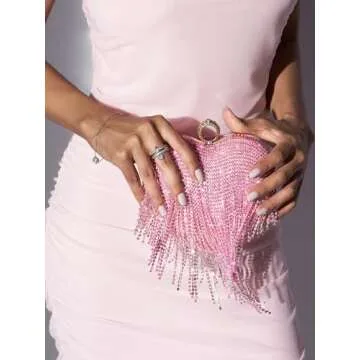 SWEETV Rhinestone Heart Clutch - Glamorous Evening Accessory