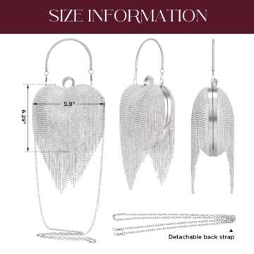 SWEETV Rhinestone Heart Clutch - Glamorous Evening Accessory