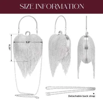 SWEETV Rhinestone Heart Clutch - Glamorous Evening Accessory