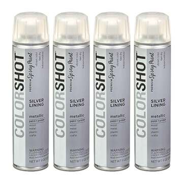COLORSHOT Metallic Spray Paint Silver Lining - 9 oz. 4 Pack for Stunning DIY Projects