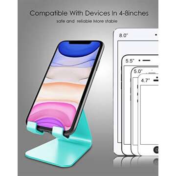 CreaDream Cell Phone Stand, Cradle, Holder,Aluminum Desktop Stand Compatible with Switch, All Smart Phone, iPhone 11 Pro Xs Max Xr X Se 8 7 6 6s Plus SE 5 5s (Mint Green)