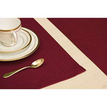 Double Layered Burgundy Placemats Set for Dining Tables
