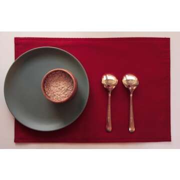Double Layered Burgundy Placemats Set for Dining Tables