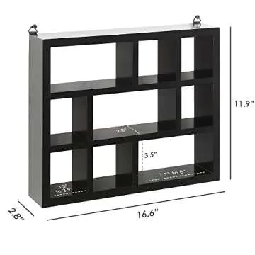 Halter Floating Shelves Wall Mounted 3 Tier Cube Compartments for Decorative Display, Espresso Wood