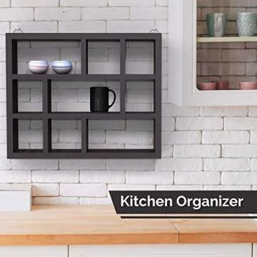 Halter Floating Shelves Wall Mounted 3 Tier Cube Compartments for Decorative Display, Espresso Wood