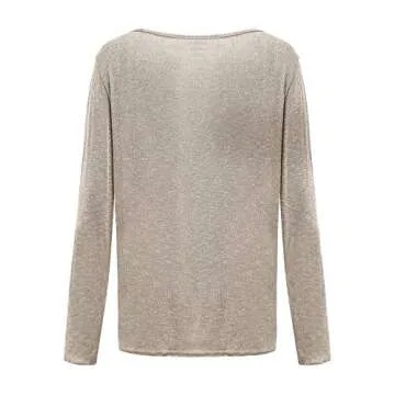 ZANZEA Women's Solid Long Sleeve O Neck T-Shirt