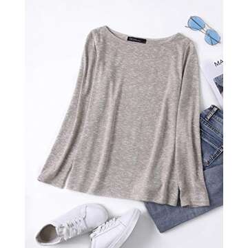 ZANZEA Women's Solid Long Sleeve O Neck T-Shirt