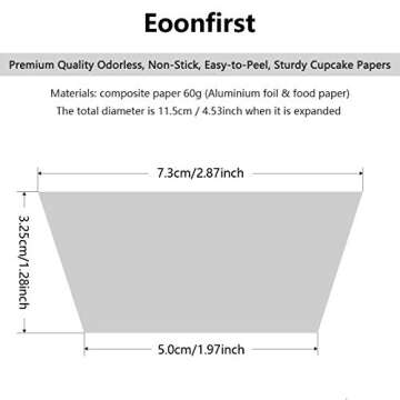 Eoonfirst Gold Foil Cupcake Liners 198 Pcs for Baking