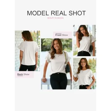 EVALESS Womens Ruffle Sleeve Casual Summer Top