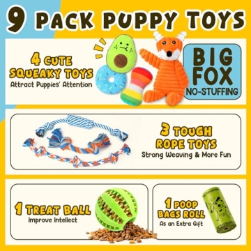 Zeaxuie 9 Pack Luxury Puppy Toys for Teething Dogs