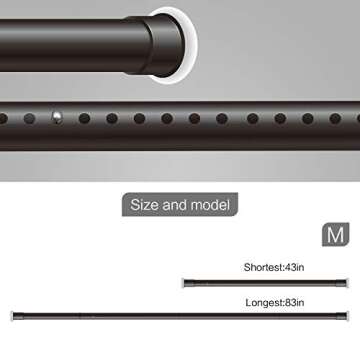 Vailge Room Divider Tension Curtain Rod, Shower / Windows Curtain Rods, 43-83 Inch,No Drilling,Adjustable Bathroom Stall Tension Pole-Black