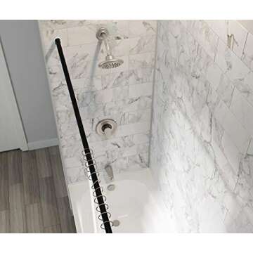 Vailge Room Divider Tension Curtain Rod, Shower / Windows Curtain Rods, 43-83 Inch,No Drilling,Adjustable Bathroom Stall Tension Pole-Black