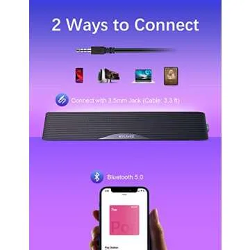 Computer Speakers, HiFi Sound Quality Computer Sound Bar, USB Powered PC Speakers, Bluetooth 5.0 and 3.5mm Aux-in Computer Speakers for Desktop, Laptops, PCs, Phones, Tablets, Xbox, Gaming Speakers