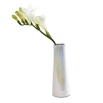 Chive - Set of 6 Galaxy, 1.5" in Wide 5.5" Tall Small Cylinder Ceramic Bud Flower Vase, Unique Single Flower Decorative Floral Vase for Home Decor, Bulk (Pearl White)