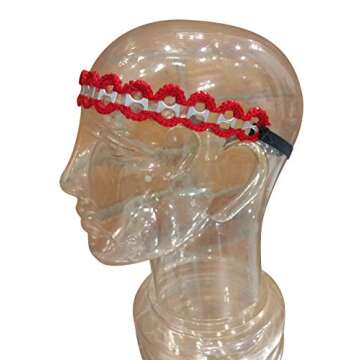 Headband of Pop Can Tabs Crochet Cotton Yarn & Elastic Band One-Size-Fits-Most Red