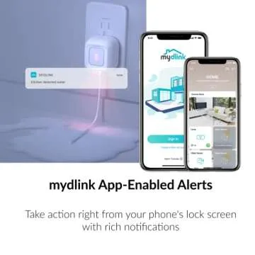 D-Link DCH-S1621KT Wi-Fi Water Leak Sensor and Alarm Starter Kit, Whole Home System with App Notification, AC Powered, No Hub Required (DCH-S1621KT), White