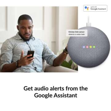 D-Link DCH-S1621KT Wi-Fi Water Leak Sensor and Alarm Starter Kit, Whole Home System with App Notification, AC Powered, No Hub Required (DCH-S1621KT), White