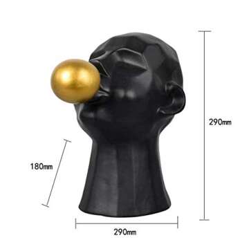 MHUI Modern Character Resin Statues Sculpture Blowing Bubbles Art Crafts Figurine Home Decorative Display,Black
