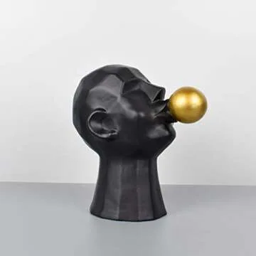 MHUI Modern Character Resin Statues Sculpture Blowing Bubbles Art Crafts Figurine Home Decorative Display,Black