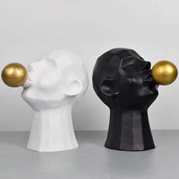 MHUI Modern Character Resin Statues Sculpture Blowing Bubbles Art Crafts Figurine Home Decorative Display,Black