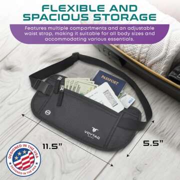 Travel Money Belt & Passport Holder - RFID Blocking Wallet