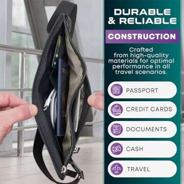 Travel Money Belt & Passport Holder - RFID Blocking Wallet