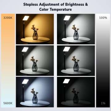 Dazzne 2-Pack Key Light, Streaming Lighting Dimmable Bi-Color 3200-5600k Video Conference Lighting with Gooseneck Tubes Desk Light for Gaming/Zoom Meetings/Broadcast/Tiktok